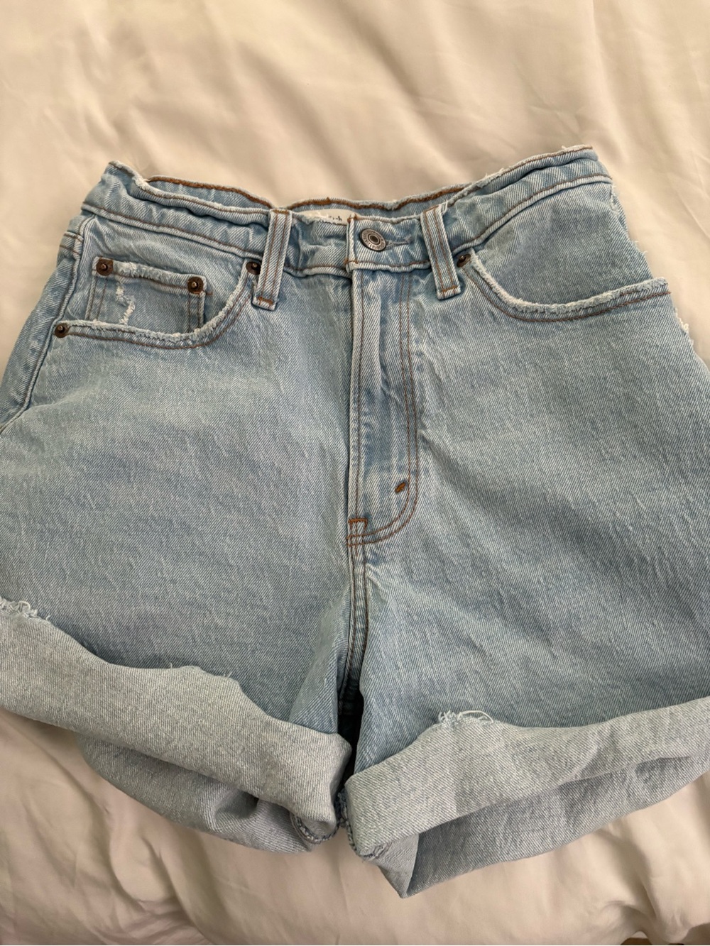 Abercrombie & Fitch Light Blue Denim Roll-Cuff Shorts